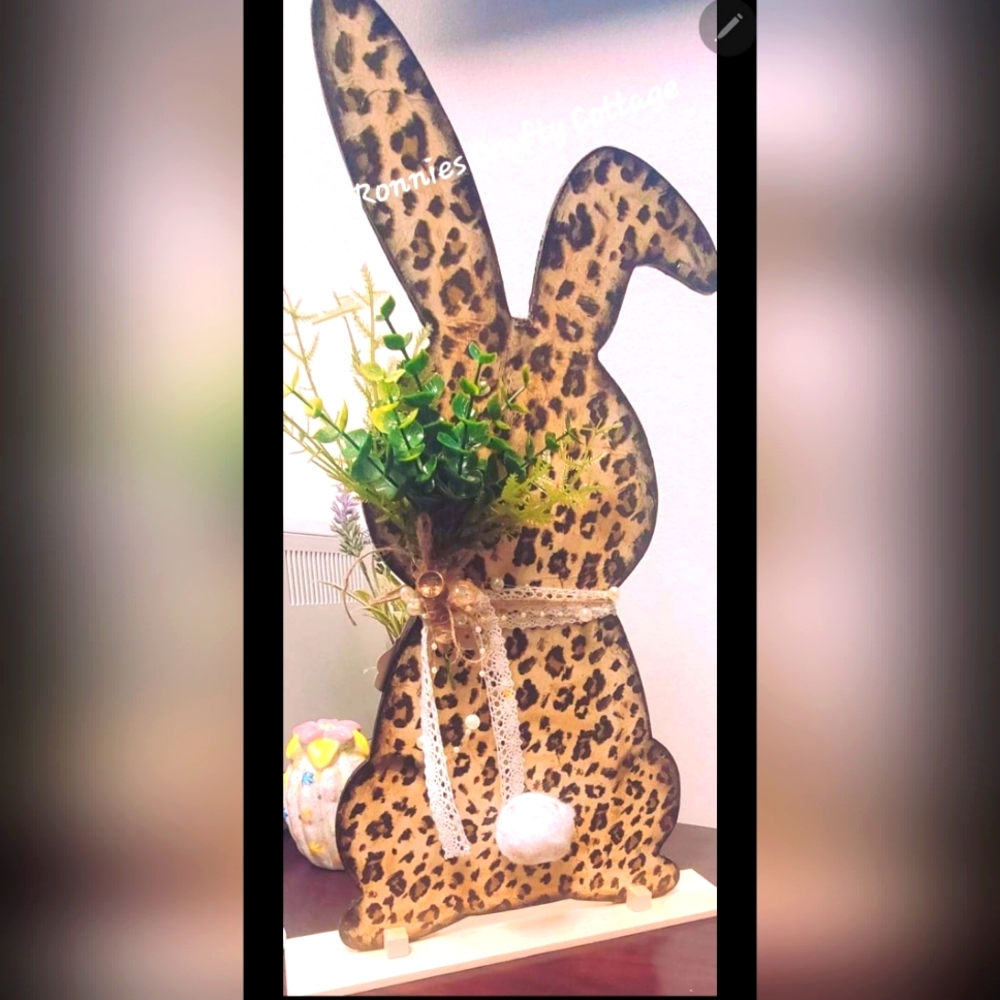 Handcrafted wood Easter Bunny Decor